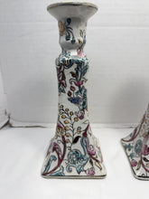 Load image into Gallery viewer, Vintage Chinese Famille Rose Porcelain Candlestick Holders Chinoiserie Pair
