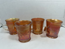 Charger l'image dans la galerie, Antique Fenton Marigold Carnival Glass Orange Tree Mugs Set of 4
