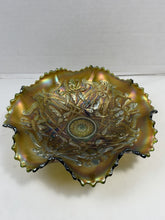Load image into Gallery viewer, Antique Northwood Amethyst Wishbone Carnival Glass Ruffled Footed Bowl 8.5"
