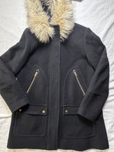 将图片加载到图库查看器，J.Crew Chateau Parka Italian Stadium-Cloth Wool Coat Black Women's Size 10
