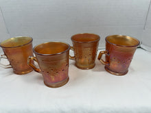 Charger l'image dans la galerie, Antique Fenton Marigold Carnival Glass Orange Tree Mugs Set of 4
