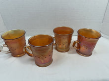 Charger l'image dans la galerie, Antique Fenton Marigold Carnival Glass Orange Tree Mugs Set of 4

