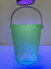Load image into Gallery viewer, Antique Fostoria Green Depression Glass Ice Bucket - Oak Leaf Vaseline Glass
