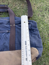 Load image into Gallery viewer, J.Crew Sporting Goods Blue Waxed Canvas Duffle Bag Weekender Travel Luggage
