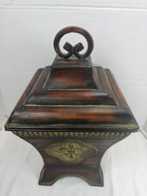 गैलरी व्यूवर में इमेज लोड करें, Vintage Tuscan Fleur-de-Lis Metal Lidded Jar Canister Urn Box Brown

