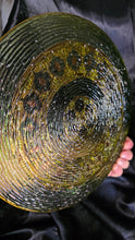 Load image into Gallery viewer, Vintage Culver Valencia 22K Gold Green Fresco Glass Serving Platter 14"
