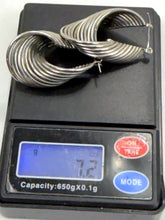 Load image into Gallery viewer, Antique Sterling Silver Twisted Multi-Line Hoop Pierced Earrings Marked STER
