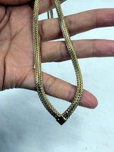 Load image into Gallery viewer, Vintage Monet Gold Tone V-Shape Reversible Mesh Collar Choker Necklace
