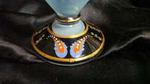 Load image into Gallery viewer, Antique Bohemian Blue Opaline Glass Hand Painted Footed Compote Bowl Art Glass
