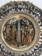 Load image into Gallery viewer, Vintage Egyptian Revival Mixed Metal Wall Plaque Brass Copper Pharaoh
