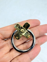 Load image into Gallery viewer, Vintage 1990s Two-Tone Gold Silver Fixed X Doorknocker Stud Dangle Earrings
