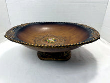 Load image into Gallery viewer, Vintage Ceramic Ornate Pedestal Centerpiece Bowl Faux Wood Gold Finish China
