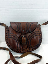 Load image into Gallery viewer, Vintage 1970s Hand-Tooled Mexican Leather Crossbody Saddle Bag Floral
