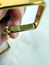 Load image into Gallery viewer, Vintage Monet Gold Geometric Rectangle Hinged Hoop Earrings Made in USA
