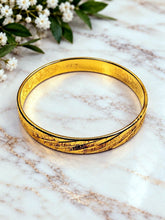 Load image into Gallery viewer, Vintage Monet Gold Tone Textured Diagonal Stripe Bangle Bracelet 7.5-8 Inch
