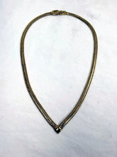Load image into Gallery viewer, Vintage Monet Gold Tone V-Shape Reversible Mesh Collar Choker Necklace
