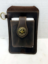Load image into Gallery viewer, Multifunctional Brown Cowhide Leather Phone Waist Case with Keychain Loop
