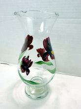 Load image into Gallery viewer, Vintage Gibson "Lianna" Hand-Painted Glass Vase Red Iris Flowers Medium Size

