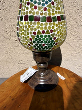 Load image into Gallery viewer, Modern Mosaic Glass Hurricane Candle Holder Multicolor Abstract Pattern
