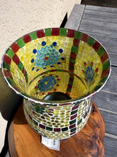 Load image into Gallery viewer, Modern Mosaic Glass Hurricane Candle Holder Multicolor Abstract Pattern
