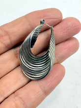 Load image into Gallery viewer, Antique Sterling Silver Twisted Multi-Line Hoop Pierced Earrings Marked STER
