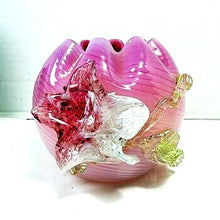 गैलरी व्यूवर में इमेज लोड करें, Antique 1890s Harrach Bohemian Uranium Glass Pink Swirl Flower Vase 4 Inch
