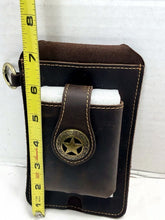 Load image into Gallery viewer, Multifunctional Brown Cowhide Leather Phone Waist Case with Keychain Loop
