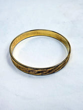 Load image into Gallery viewer, Vintage Monet Gold Tone Textured Diagonal Stripe Bangle Bracelet 7.5-8 Inch
