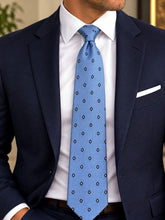 Load image into Gallery viewer, Vintage Brooks Brothers Makers Light Blue Silk Medallion Herringbone Men's Tie
