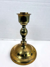 Load image into Gallery viewer, Vintage 1970s Solid Brass Candlestick Holder Turned Baluster Stem USA
