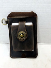 Load image into Gallery viewer, Multifunctional Brown Cowhide Leather Phone Waist Case with Keychain Loop
