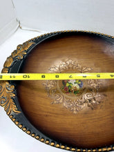 Load image into Gallery viewer, Vintage Ceramic Ornate Pedestal Centerpiece Bowl Faux Wood Gold Finish China
