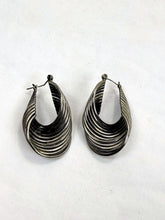 Load image into Gallery viewer, Antique Sterling Silver Twisted Multi-Line Hoop Pierced Earrings Marked STER
