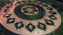 Load image into Gallery viewer, Vintage Culver Valencia 22K Gold Green Fresco Glass Serving Platter 14"
