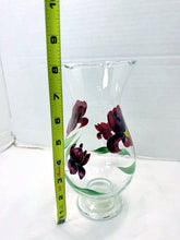 Load image into Gallery viewer, Vintage Gibson "Lianna" Hand-Painted Glass Vase Red Iris Flowers Medium Size

