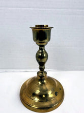 Load image into Gallery viewer, Vintage 1970s Solid Brass Candlestick Holder Turned Baluster Stem USA
