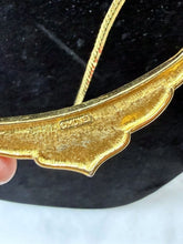 Load image into Gallery viewer, Vintage Signed Monet Gold Tone Ivory Enamel Scalloped Choker Necklace
