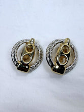 Load image into Gallery viewer, Vintage Two-Tone Gold and Silver Clip-On Door-Knocker Round Earrings USA
