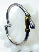 Load image into Gallery viewer, Vintage Taxco Mexico 925 Sterling Silver Gold Tone Hook Bangle Bracelet
