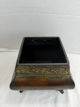 Load image into Gallery viewer, Vintage Ornate Antique Bronze Footed Lidded Metal Keepsake Storage Box
