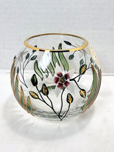 Load image into Gallery viewer, Vintage Crystal Clear Romania Hand Painted Lead Crystal Floral Rose Bowl
