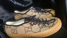 Load image into Gallery viewer, Gucci Maxi GG Low Top Caramel Canvas Sneakers 703031 Men's Size 8.5 Spain
