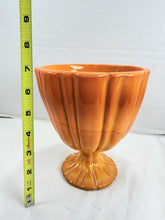 Load image into Gallery viewer, Vintage L.E. Smith Bittersweet Orange Slag Glass Pedestal Compote Bowl 1960s
