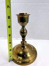 Load image into Gallery viewer, Vintage 1970s Solid Brass Candlestick Holder Turned Baluster Stem USA
