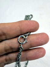 Load image into Gallery viewer, Trifari 1970s Silver Tone Modernist Starburst Fan Pendant Double Chain Necklace
