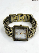 Load image into Gallery viewer, Vintage Chico's Gold Tone Square Face Quartz Bracelet Watch Jewelry Clasp

