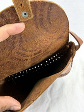 Load image into Gallery viewer, Vintage 1970s Hand-Tooled Mexican Leather Crossbody Saddle Bag Floral
