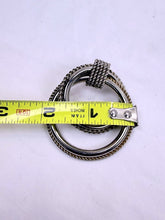Load image into Gallery viewer, Vintage Two-Tone Textured Rope Door Knocker Clip-On Dangle Earrings USA
