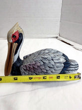 Charger l'image dans la galerie, Vintage Hand Painted Hand-Carved Wooden Pelican Figurine Handmade USA
