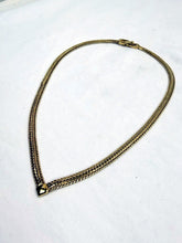 Load image into Gallery viewer, Vintage Monet Gold Tone V-Shape Reversible Mesh Collar Choker Necklace
